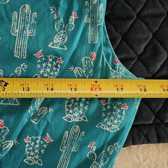 Emily and Fin turquoise cactus sleeveless button down dress with pockets (M) - Picture 7 of 9